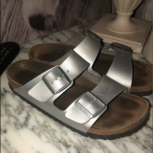 Silver birkenstocks